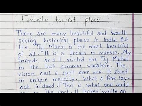 Write An Essay On My Favorite Tourist Place Essay Writing English
