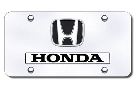 Autogold® Dhoncc Chrome License Plate With 3d Chrome Black Honda