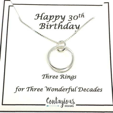 30th Birthday Sterling Silver Three Ring Necklace Contagious Designs