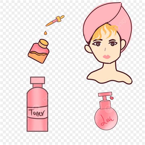 Skincare Bottles Png Image Girl With Cute Pink Skincare Bottles Drawn By Hand Girl Skincare