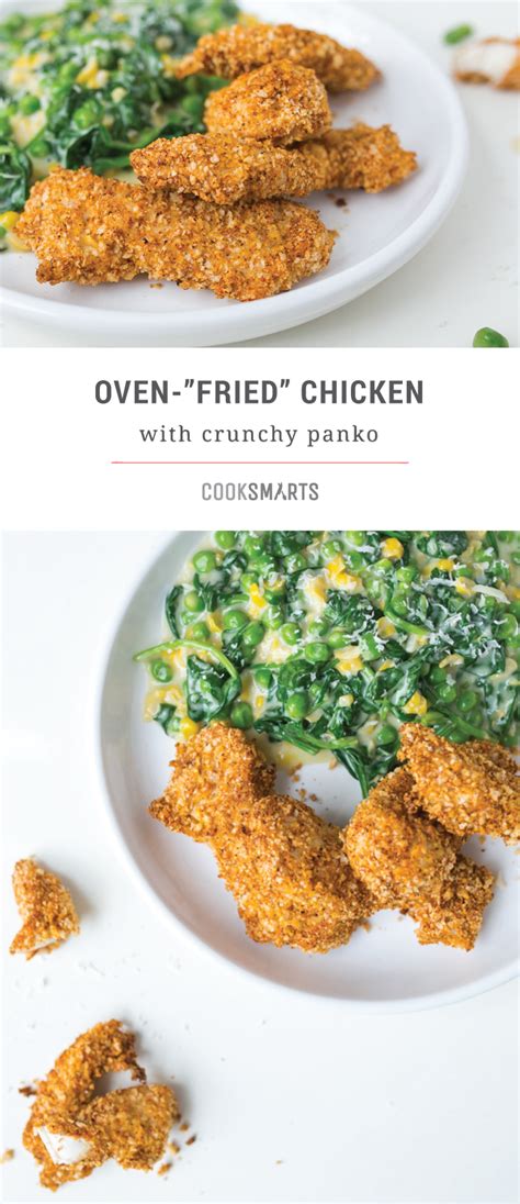 Dredge the chicken in the flour and then dip it in the beaten eggs, shaking to remove excess. Panko-Crusted Oven-Fried Chicken Recipe | Cook Smarts
