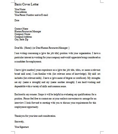 Basic Cover Letter And What To Write To Make It