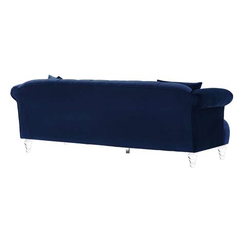 Armen Living Elegance Contemporary Sofa In Blue Velvet With Acrylic