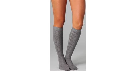 falke striggings cable knit knee high socks in grey gray lyst