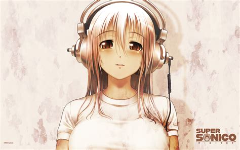 Headphones Girl Anime Nitroplus Super Sonico Tsuji Santa Wallpapers Hd Desktop And