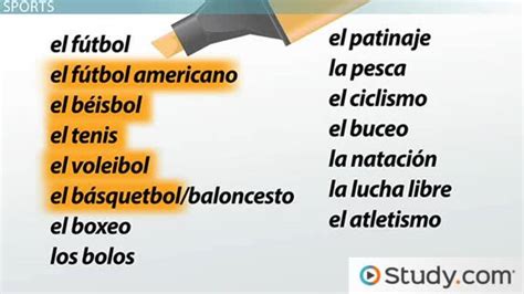 Spanish Sports Vocabulary Video And Lesson Transcript
