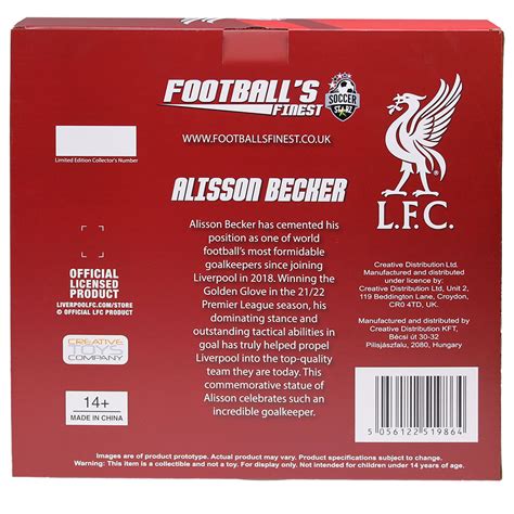 Liverpool FC Football S Finest Alisson Becker Premium Cm Statu Select Sports Souvenirs