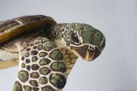 Honu Green Sea Turtle Sculpture Made Of Needle Felted Wool Etsy