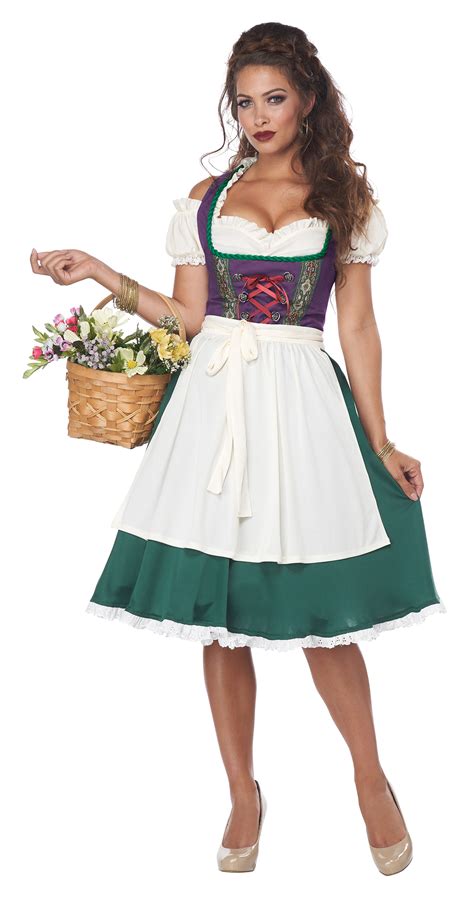 traditional bavarian plaid dirndl dress german oktoberfest tavern wench waitress beer maid