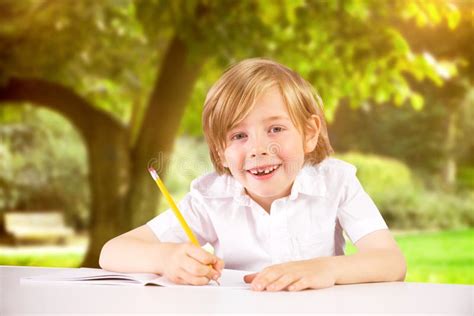 Composite Image Of Cute Pupil Writing Stock Photo Image Of Homework