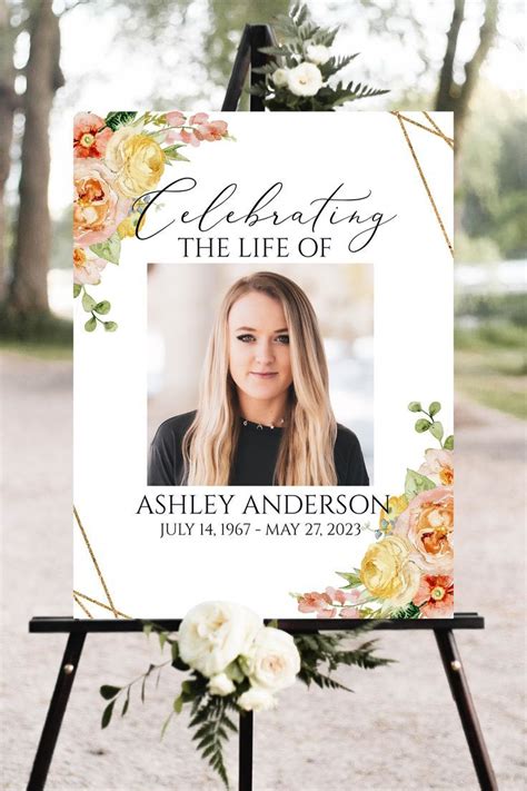 Celebration Of Life Welcome Sign Elegant Floral Funeral Welcome Sign In Loving Memory Welcome