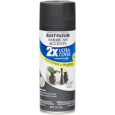 Rust Oleum American Accents Ultra Cover 2x Black Flat Spray Paint And