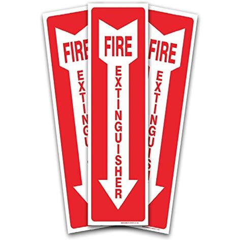 3 Pack Fire Extinguisher Sign 4 X 12 Mil Sleek Vinyl Decal Stickers