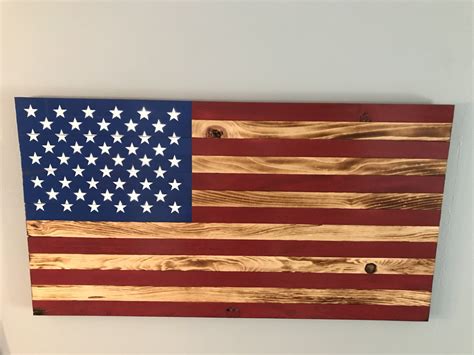Rustic Burnt Wood American Flag Etsy