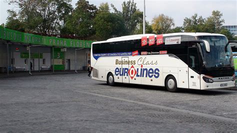 Eurolines International Passenger Bus Parked At Praha Florenc Bus Stationczech Republic Europe
