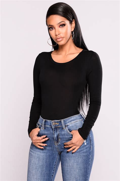 The continuing fashion influence of aaliyah. Running To You Long Sleeve Bodysuit - Black
