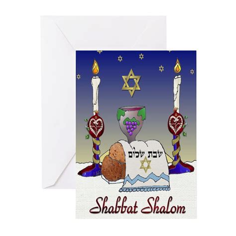 Judaica Shabbat Shalom Greeting Cards By Leehillerdesigns