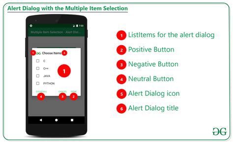 Alert Dialog With Multipleitemselection In Android Geeksforgeeks
