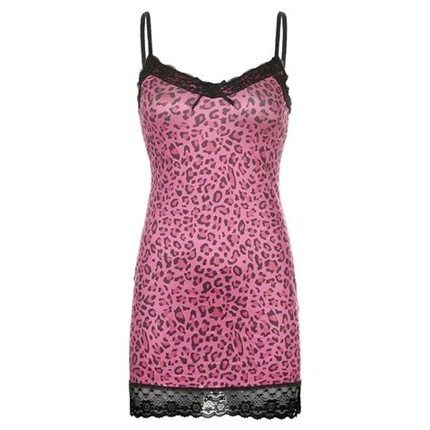 Women Y2k Frill Leopard Mini Dress Sexy Bodycon Lace Sleeveless Summer Ebay