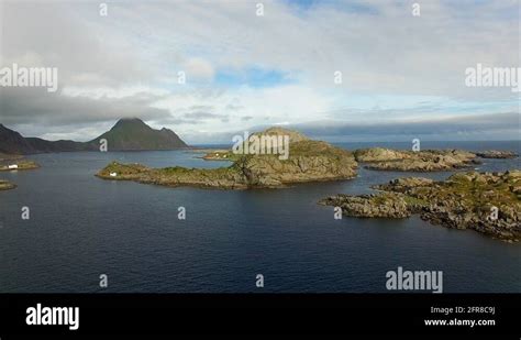 Rocky Islets On Lofoten Islands In Norway Near Mortsund Stock Video