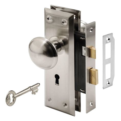 Prime Line Mortise Lock Set With Keyed Nickel Plated Knobs E 2330 The