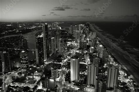 City Evening In Gold Coast Australia Black And White Buy This