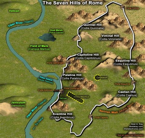 The Seven Hills Of Rome The Tale Of Rome Rome History Rome Map Rome