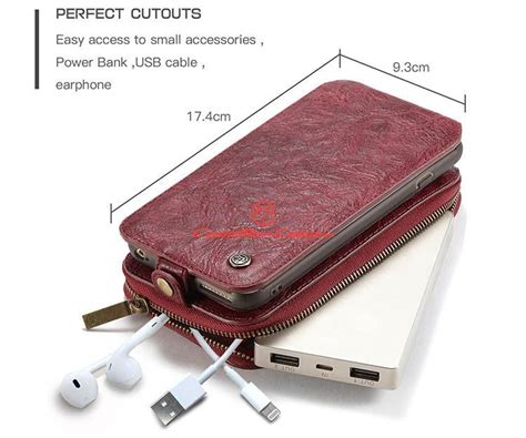 Caseme Iphone 6s Plus Zipper Wallet Magnetic Detachable Flip Leather Case