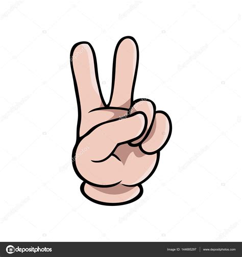 2 개의 손가락을 보여주는 인간 만화 손 — 스톡 벡터 © Noedelhap 144685297