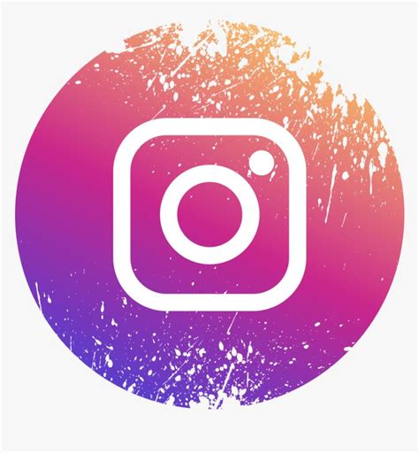 The Instagram Logo On A Purple And Pink Circle With Grungy Paint Splatters