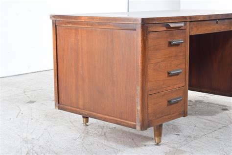 Vintage Jofco Mid Century Modern Walnut Executive Desk Ebth