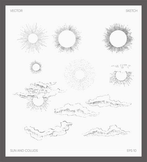 premium vector collection of high detail hand drawn vector illustration of sun and clouds sketch