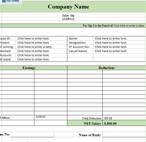 Payslip Template Excel Word Template