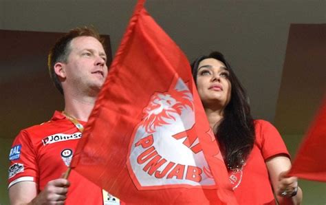 Preity Zinta With Her Husband Gene Goodenough In An Ipl 2017 Match