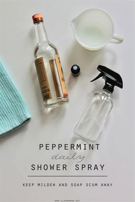 Fill a 16 ounce glass spray bottle with water, leaving an inch or so of room at the top. DIY Peppermint Daily Shower Spray | Daily shower spray, Safe cleaning products, Diy cleaning ...