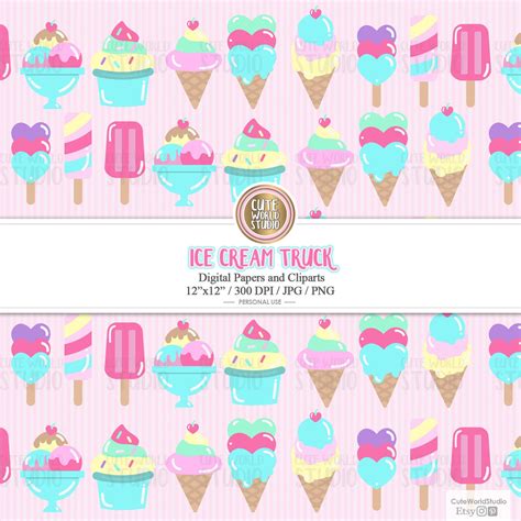 Ice Cream Truck Ice Cream Party Popsicle Ice Cream Cone Etsy