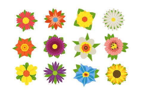 Set Of Summer Flowers Beautiful Design Assets