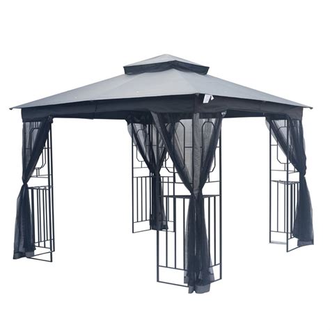 10x10 Patio Double Roof Vent Metal Gazebo Canopy W