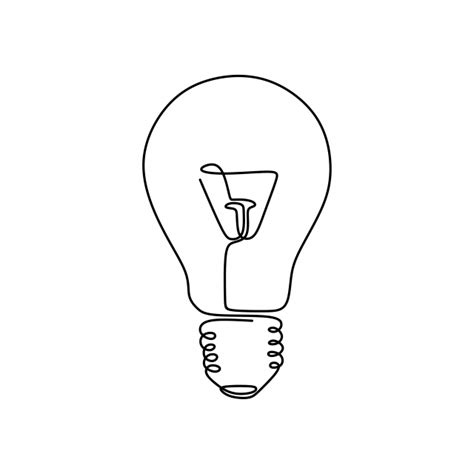 Continuous One Line Drawing Light Bulb Symbol Idea And Creativity