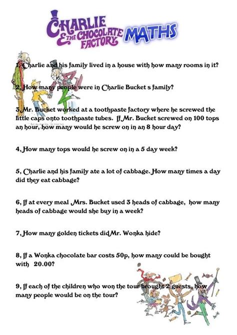 Just print them out, read the instructions carefully and photocopy any sheets you need. Charlie and the Chocolate Factory Maths | Charlie ...