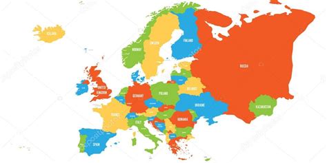 Mapa Político Da Europa Continente Em Quatro Cores Com Rótulos De Nome