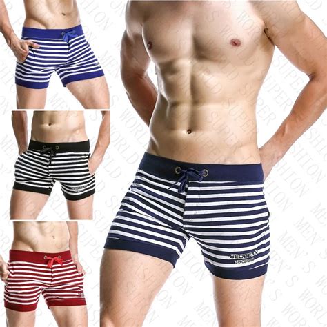 Brand New Seobean Men S Cotton Shorts Striped Casual Shorts In Casual