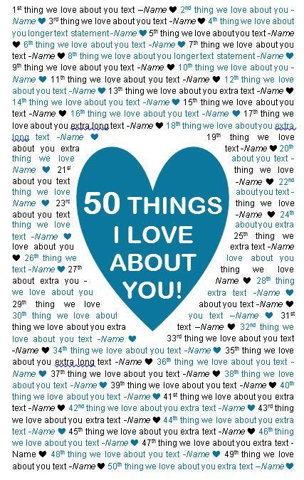 50 things we love about you template get what you need for free