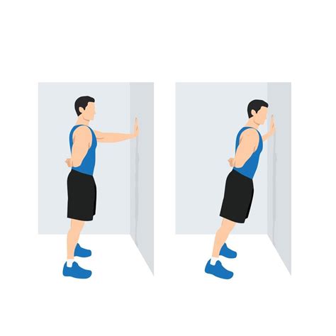 Man Doing Wall Push Up Standing Press Up Exercise 5178334 Vector Art