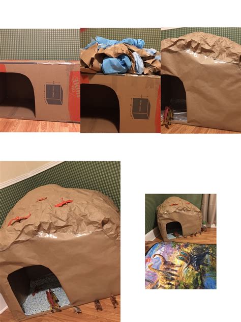 Easy Dinosaur Cave Packing Boxes Taped Together Packing Paper