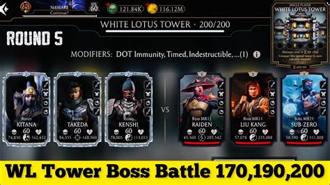 White Lotus Tower Bosses Battle 200 170 190 Fight Rewards MK