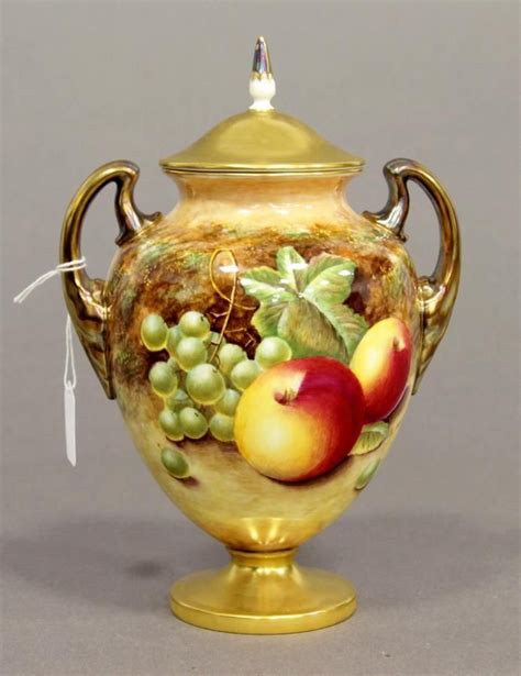 Gilded Fruit Urn By R Drysdale Royal Worcester Ceramics
