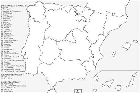 Comunidades Autónomas Con Capitales Autonómicas Para Colocar Mapas