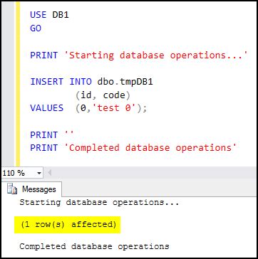How To Suppress The N Row S Affected Output Message In Sql Server