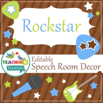 Speech Room Decor Editable Decor For Slps Rockstar Theme Tpt